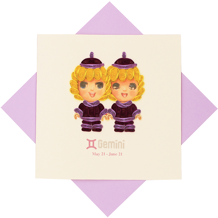 Quilled Gemini Zodiac Card